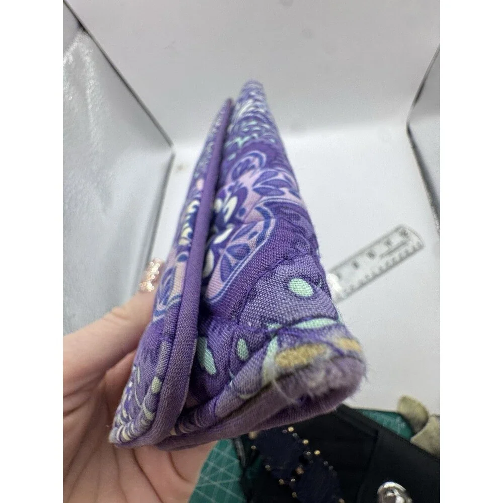 Vera Bradley Purple Trifold Wallet Lilac Tapestry Wear On Edges - Picture 8 of 8